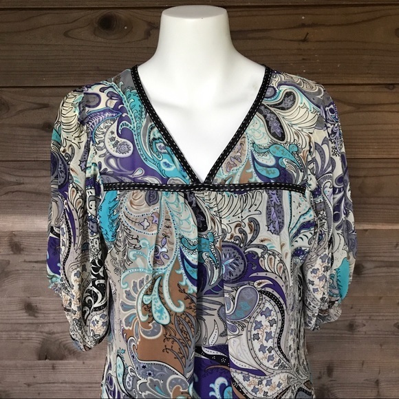 Max Rave Sheer V Front, Half Sleeve Dress Sz Med - Picture 4 of 8